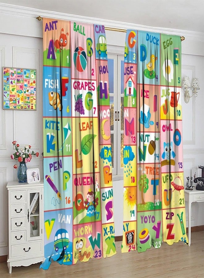 KANEPE Kids ABC Alphabet Curtains, Play Learn Board Game Animals Pattern Window Treatments, Rod Pocket Thermal Insulated Drapes 2 Panels Set for Children Room Nursery Classroom, 42" W X 45" L - Image 5